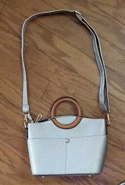 MELLOW WORLD Purse Crossbody with Circle Handles Medium Gold Brown